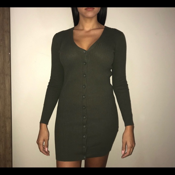 button down sweater dress